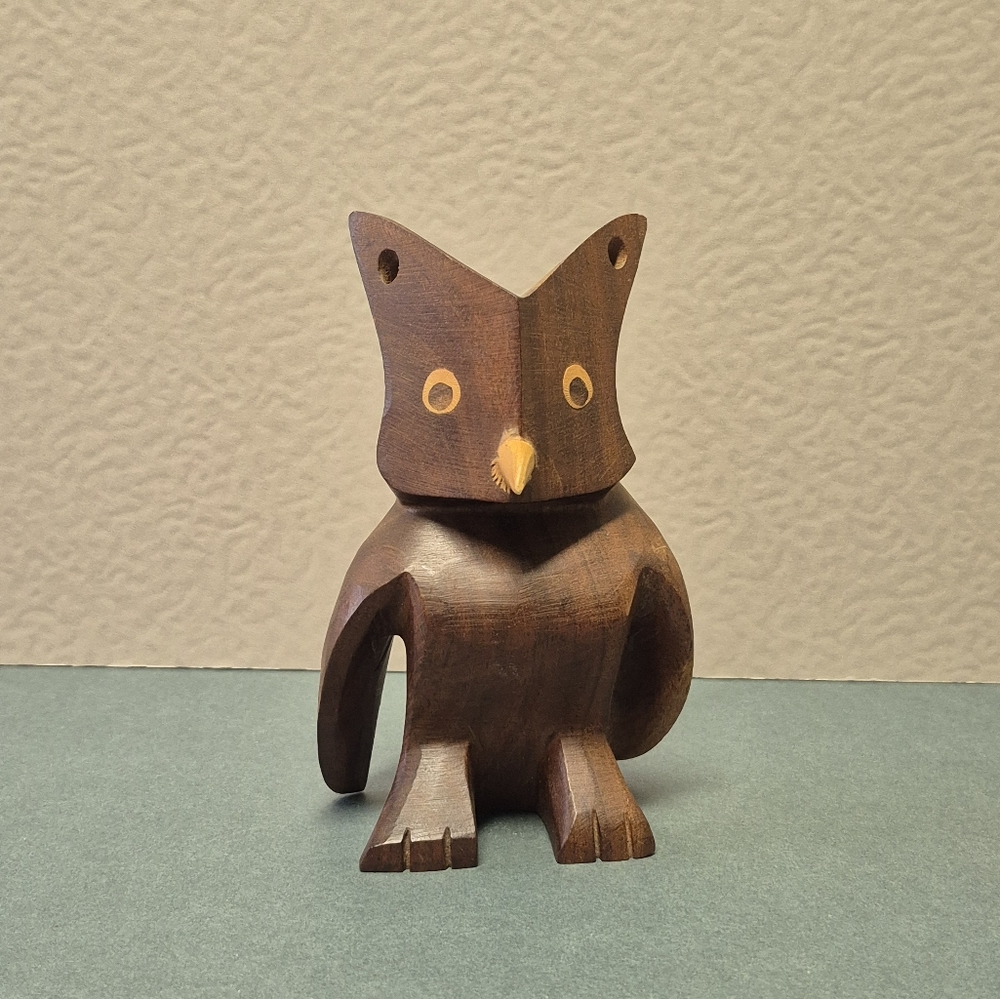 MCM Wooden Owl Pencil/Pen Holder /Figurine